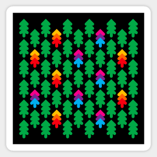 Green and colorful fir trees pattern, version two Sticker